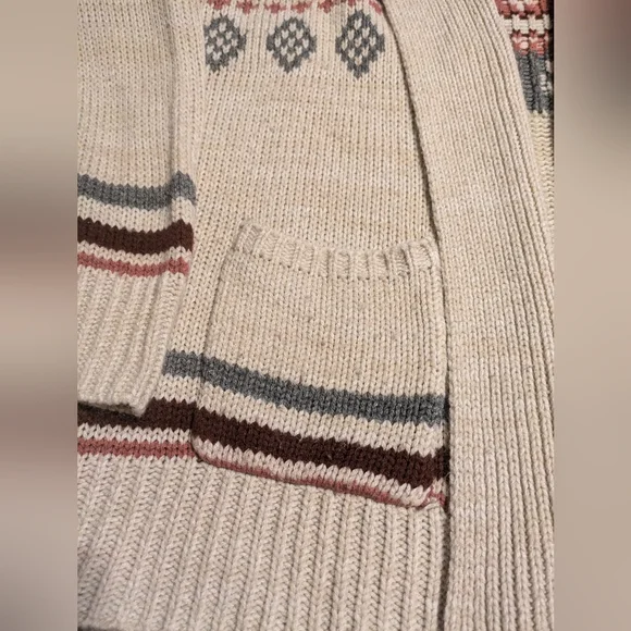 Pink Republic Beige and Red Nordic Patterned Chunky Cardigan - Picture 4 of 5